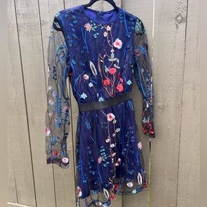Sheer Flower embroidery dress